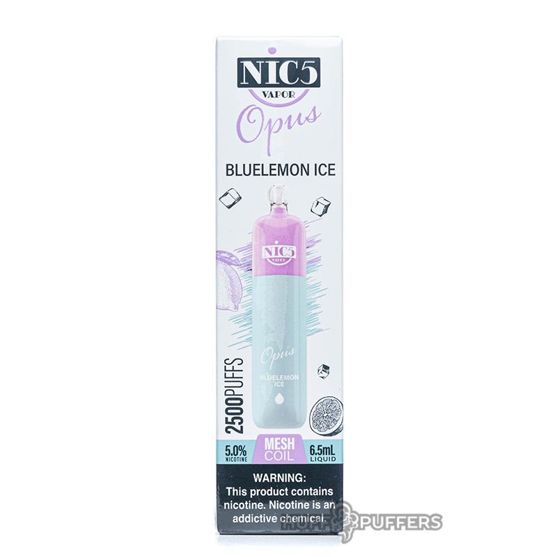 Nic5 Disposable | 2500 Puffs | 6.5mL bluelemon ice packaging