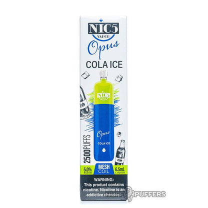 Nic5 Disposable | 2500 Puffs | 6.5mL cola ice packaging