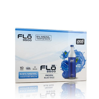 Pod Mesh Flo Disposable | 3500 Puffs | 10mL frozen blue razz packacging