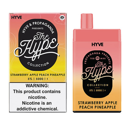 Hype Disposable | 5000 Puffs | 12mL | 5%  Strawberry Apple Peach Pineapple with Packaging