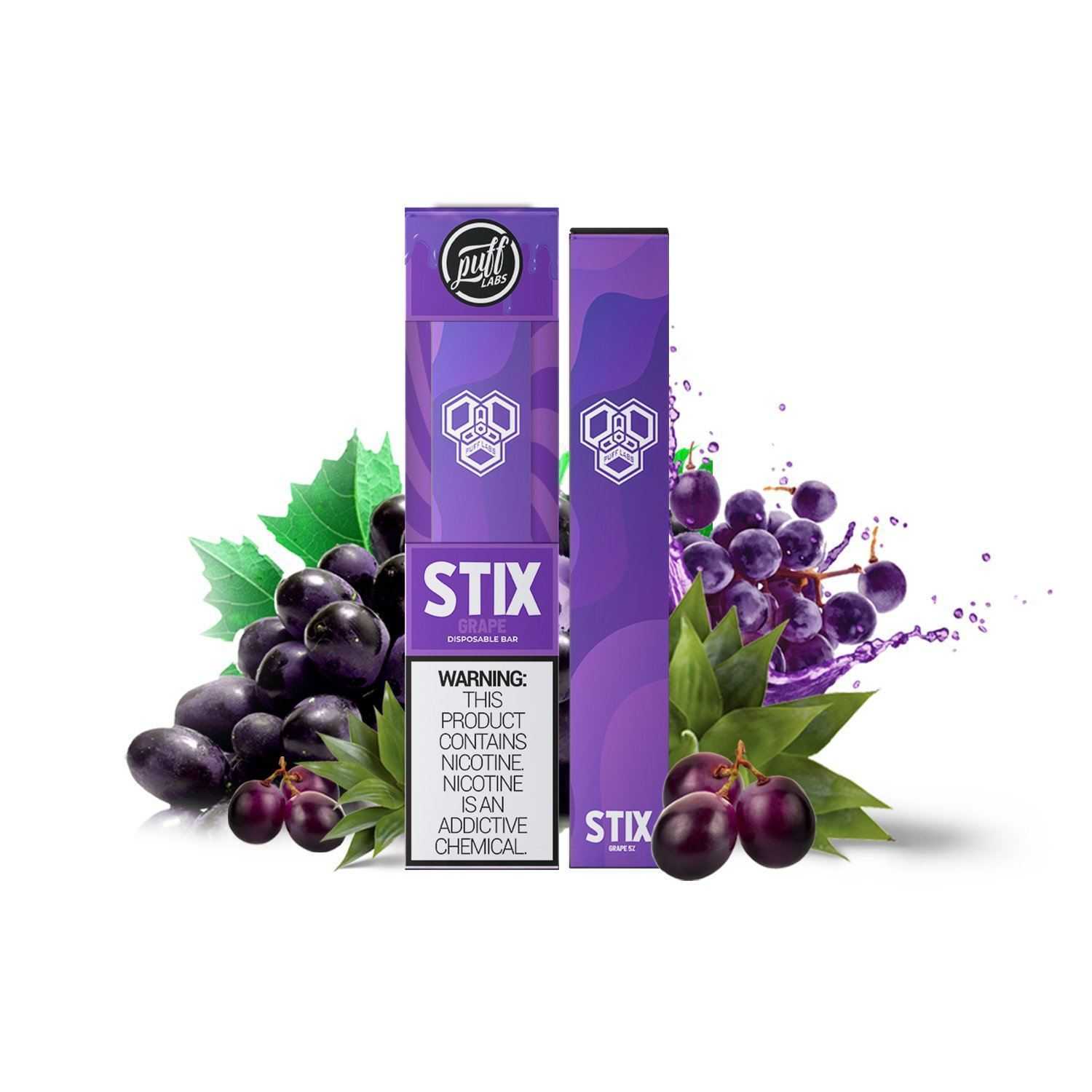 PUFF LABS | Puff STIX Disposable Bar 5% Nicotine (Individual) Grape with Packaging