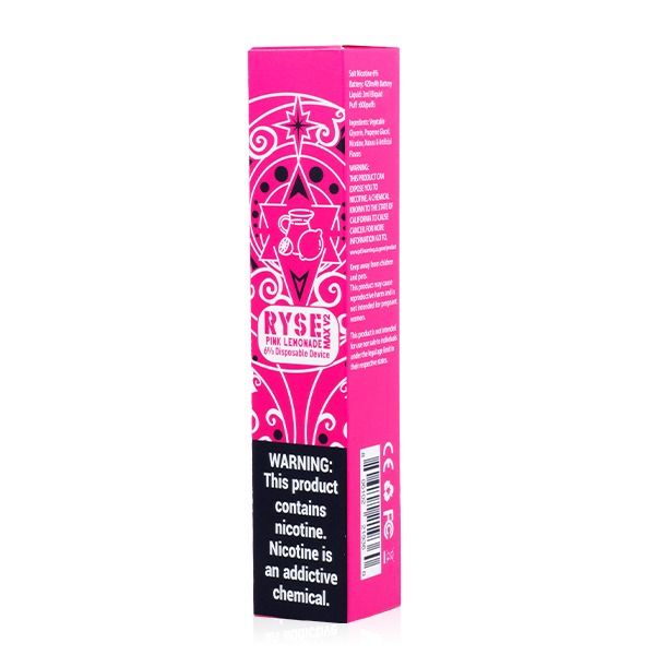 Ryse Max V2 Disposable E-Cigs pink lemonade with Packaging
