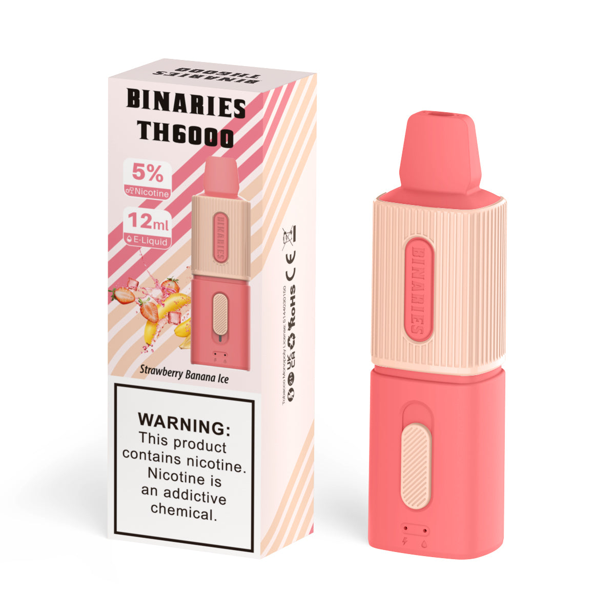 Binaries Cabin Disposable TH | 6000 Puffs | 12mL | 50mg Strawberry Banana Ice with Packaging