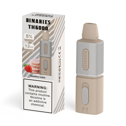Binaries Cabin Disposable TH | 6000 Puffs | 12mL | 50mg Strawberry Cookies with Packaging