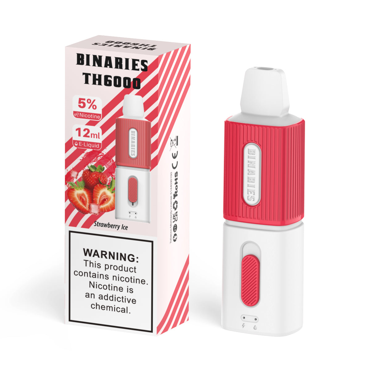 Binaries Cabin Disposable TH | 6000 Puffs | 12mL | 50mg Strawberry Ice with Packaging