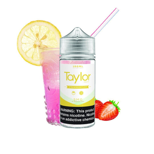 Strawberry Lem by Taylor Fruits 100ml bottle with background 
