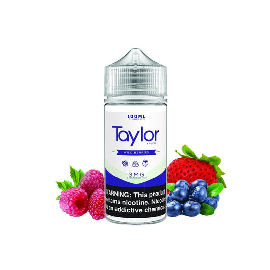 Wild Berries by Taylor Fruits 100ml bottle with background 