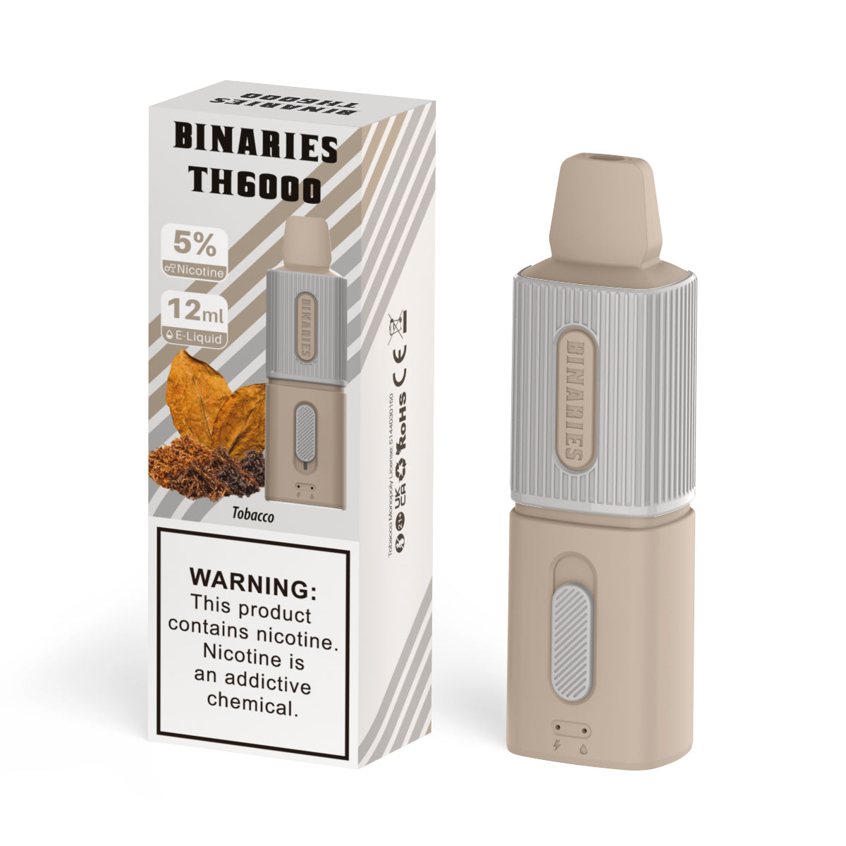 Binaries Cabin Disposable TH | 6000 Puffs | 12mL | 50mg Tobacco with Packaging