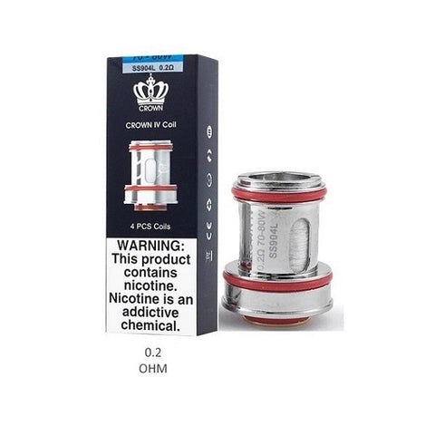 Uwell Crown 4 Replacement Coils (Pack of 4) 0.2ohm with Packaging