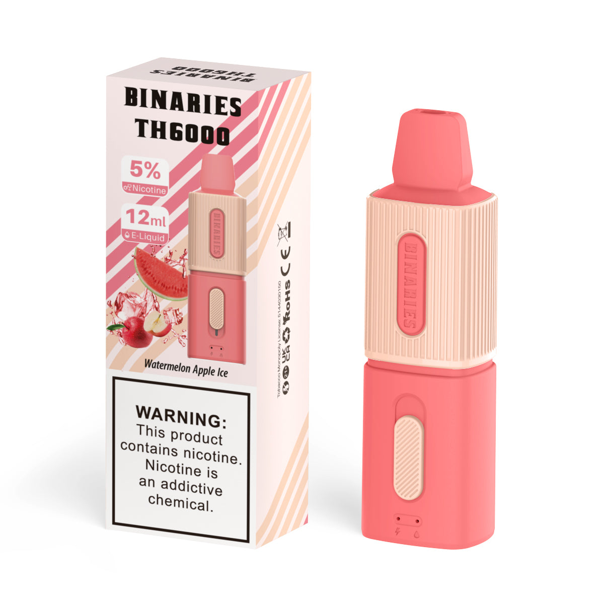 Binaries Cabin Disposable TH | 6000 Puffs | 12mL | 50mg Watermelon Apple Ice with Packaging