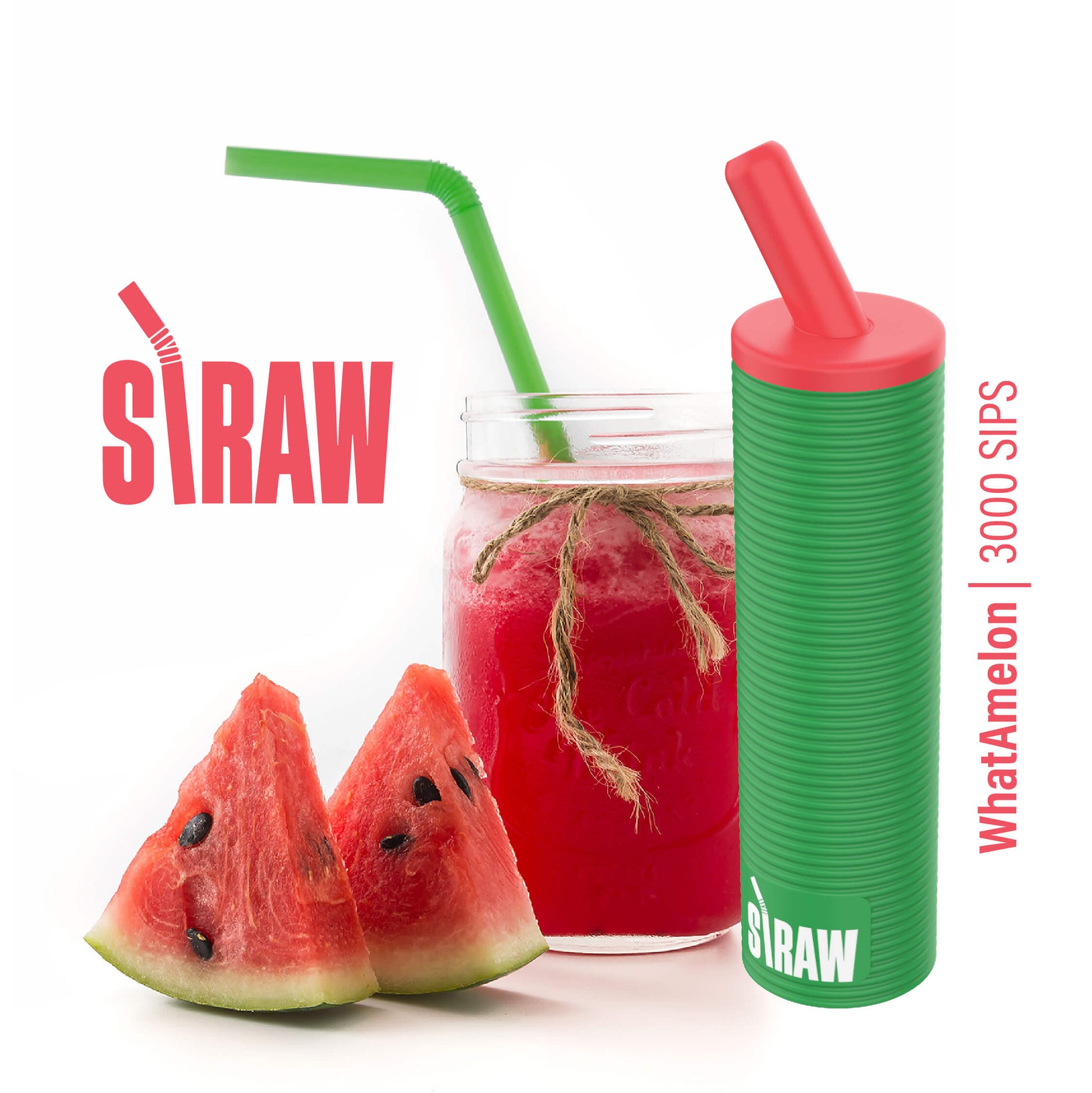 Straw Vape Disposable | 3000 Puffs | 8mL whatmelon with background