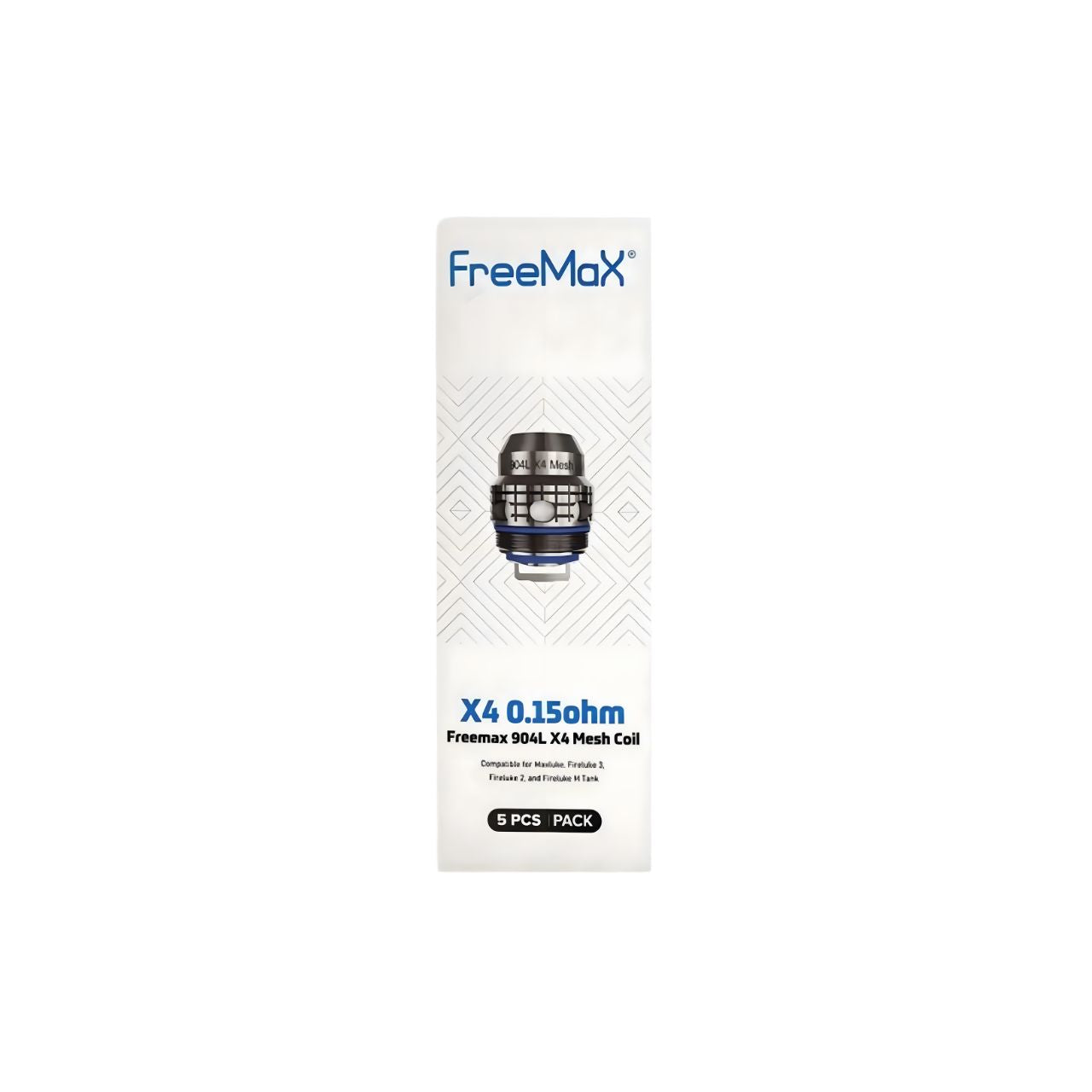 FreeMaX Maxluke 904L X Replacement Coils (5-Pack) X4 Mesh 0.15ohm 5 Pack with Packaging